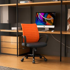 CELLBELL Desire C104 Mesh Mid Back Chair | Ergonomic Office, Study, Revolving, Computer Chair for Work from Home Heavy Duty Metal Base, Seat Height Adjustable (Black)