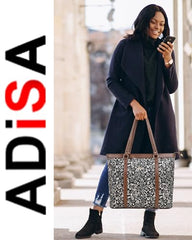 ADISA Women's Office Laptop Handbag Large Printed Shoulder Bag (ADW4087-BLA-ORA)