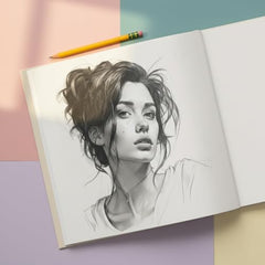 Zaslan Paper - Artist Sketchbook - Square - 120 Gsm - Drawing Sketchbook - 88 Pages/44 Sheets - Hard Bound Drawing Book - Size 21.5 X 21.5 Cm (Face Aura), Acrylic
