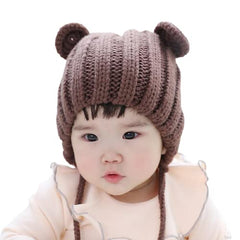 MOMISY Baby's Wool Beanie (MOMISY_Brown_6 Months-18 Months)