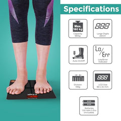 Eagle Weight Machine for Body Weight with 180 kg Capacity & 100 g Accuracy, Digital Bathroom Weighing Scale with 5mm Thick Tempered Glass, LCD Display, Anti-Skid & 2 Year Warranty, Black, EEP-1000A