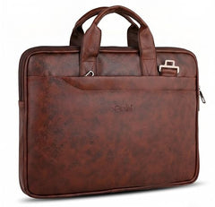 EXIM Prime Laptop Bag for Men Office Use| Office Bag for Men| Vegan Leather Laptop Messenger Bag| Fits Up to 13 to 14 Inch Laptop| Business Briefcase with Handle and Shoulder Strap (Shaded Brown)