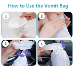 10 Pcs Vomit Bags for Travel, Car and Home | Leak-resistant bags provide convenient cleanup during travel or illness and are suitable for adults and children