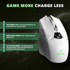 EvoFox Banshee 2 Tri-Mode Wireless Gaming Mouse (2X BT, 2.4G & Wired), PixArt 3311 Sensor, 1000Hz Polling Rate, 12,000 DPI, LCD Display, 6 Programmable Buttons, Software Support, Onboard Memory-Black