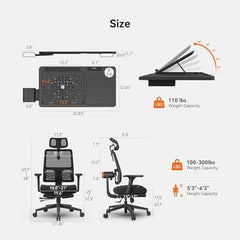 DROGO Bold Posture Ergonomic Office Chair for Work from Home with Adaptive Lumbar Support, Laptop Tray, 4D Armrest, Recline, Adjustable Height & Headrest, High Back Computer Chair With Footrest (Grey)