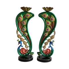 Festive Elegance Peacock Theme Decorative Tealight Stand | traditional handmade