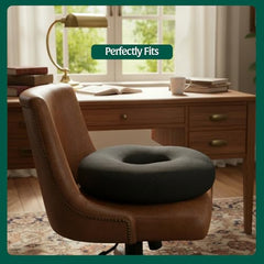 The White Willow Donut Pillow – Medium Firm HR Memory Foam Coccyx Seat Cushion for Tailbone, Hemorrhoid & Piles Pain Relief – Car & Office Chair – Above 60KG – Classic Black