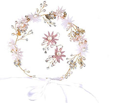 SYGA Bridal Hairband Earring Set Flower Pearl Hair Accessories For Women, Girls, and Kids Earring Dress Accessories For Wedding, Dance, Party, Events, Functions, Reception, Anniversary, Birthday