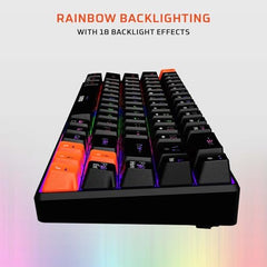 EvoFox Katana S Mini Mechanical Keyboards Wireless | Tri-Mode (3X BT, 2.4GHz & Wired) Connectivity | Hot-Swappable Red Switches | 68-Key Compact Layout | Rainbow Backlight | Rechargeable Battery