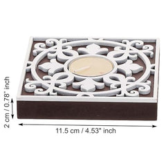 eCraftIndia Wooden Floral Printing Block Decorative Tea Light Candle Holders (Set of 12, Green White) Diwali Christmas Decorations Items for Home Office Christmas Gifts for Women Men Family Friend
