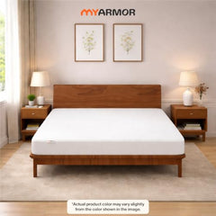 MY ARMOR Waterproof Mattress Protector King Size, 78x72, 6.5x6 feet, Double Bed Protector Sheet Cover, Breathable and Hypoallergenic Ultra Soft Fitted Terry Cotton Feel Fabric, Elastic Skirting, Grey