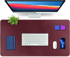 V-CUBE DESIGNS Premium Vegan Leather Desk Mat 90X45cm 2.4mm Thick&Padded|Laptop Mat/Extended Mouse Pad/Stitched, Reversible, Sturdy Deskspread with High Tear/Peel Strength|Anti-Slip,Splash-Proof|Blue