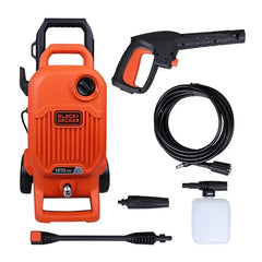 BLACK+DECKER BEPW1600 1300W 1600 PSI 110 Bar Pressure Washer for Car, Bike, Home & Garden Cleaning Use with Multiple Accessories Included, 1 Year Warranty, Orange & Black