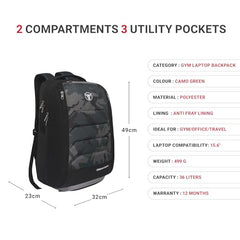 URBAN TRIBE Fitpack Pro Laptop Backpack (15.6 Inch) with Shoe Compartment Multipurpose Bag for Men and Women |35 litres | (Camouflage), m