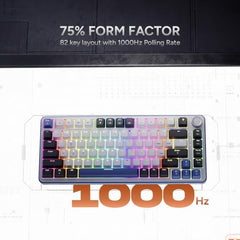 KARNAGE Sentinel 82 Wired RGB Mechanical Keyboard | 81 Keys | Aluminum Rotary Knob | 5-Pin Hot-Swap | OUTEMU Red Switches | 19 ARGB Lighting Modes | Full NKRO | Detachable USB Type-C Cable |White