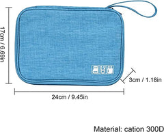House of Quirk Electronics Accessories Organizer Bag, Universal Carry Travel Gadget Bag for Cables, Plug and More, Perfect Size Fits for Pad Phone Charger Hard Disk (Sky Blue)