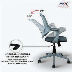 MRC Mono Ergonomic Office Chair (Mid-Back) – Revolving Breathable Mesh Desk Chair for Work from Home & Study–Lumbar Support & Heavy Duty Nylon Base (Grey & White)