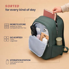 American Tourister Nexa Style 01 | 36L Backpack | Casual Bag | 3 Compartments | School & College Backpack for Men and Women | Olive | 1 Yr Global Warranty