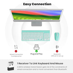 cimetech Keyboard Mouse Combo, 2.4G Ultra-Thin Sleek Design, USB Compact Full Size Wireless Keyboard and Mouse for Windows, Computer, Desktop, PC, Notebook - Grey
