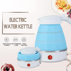 AZHARI COLLECTION Travel Folding Electric Kettle, Fast Boiling, Portable Electric Kettle, 600ml Boil Dry Protection, 100-240V Food Grade Silicone Foldable Kettle (Multicolor), 600 watts