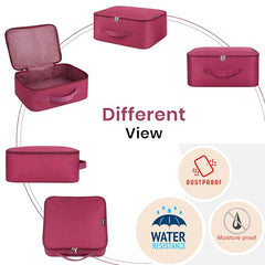 Storite 2 Pack Nylon Wardrobe Bag Underbed Cloth Storage Organizer | Moisture Proof Storage Bag, Storage box for Clothes Saree Bags, Zippered Closure & Handle - Magenta,37x34x23 cm