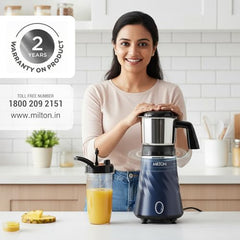 Milton Appliances Miniq Mini Mixer Grinder, ISI Certified, Over Load Protector, HTLV 350W Motor, 300ml SS Chutney Jar,Rust Resistant, Anti Skid Feet,Masala Grinder, Dark Blue