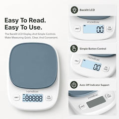 HomeBasic Digital Kitchen Weighing Scale 5kg | Food Weighing Machine, Weight Scale for Food, ±1g Accuracy, Multi-Units (g/oz/lb/ml), Tare Function, Waterproof Platform for Cooking, Baking & Diet