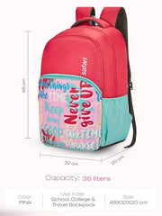 Safari Drip School Bag For Girls, Capacity - 36L, 2 Compartments Backpack For kids