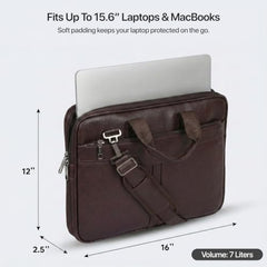 RIONTO Elite Vegan Leather Laptop Bags for Men Office Use | Upto 15.6 inch | Expandable Bottom | Mobile & Pen Compartment with Multiple Organizers | Professional Office Bag for Man & Women - Tan