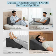 Orthowala Premium Adjustable Bed Wedge Pillow with Headrest – Memory Foam Support for Acid Reflux, Snoring, Back & Leg Pain – 2 Years Warranty