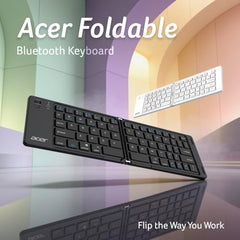 Acer MiniFold Foldable Bluetooth Keyboard, Ultra Portable 66-Key Wireless Keyboard, Bluetooth 5.0, Rechargeable Battery, Type-C Charging, 150mAh Battery, for Windows, Android, iOS, Tablets & Laptops