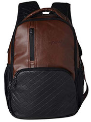 F Gear CEO Brown 25L Medium Laptop backpack Fits upto 16" Laptop faux Artificial Leather Water resistant lightweight, Gifts for Men Women Boys Girls Adults, College/School/Tuition/Travel Bag