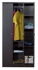 DeckUp Plank Cove 3-Door Engineered Wood Wardrobe with Mirror (Wotan Oak and White, Matte Finish)
