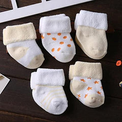 MOMISY 5 Pairs Tube Socks for children Toddlers Infant Baby Girl Boys (Cream, 0 Months to 6 Months)
