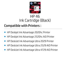 HP 46 Black Original Ink Advantage Cartridge