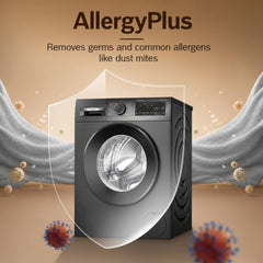 Bosch 12 kg (washer), 7 kg (Dryer) Front Load Fully Automatic Washer Dryer Machine, AI ActiveWater, Inbuilt heater, 14 Wash Programs, 66L Large Drum, Cast Iron Grey, WNA2740RIN (2026 model)