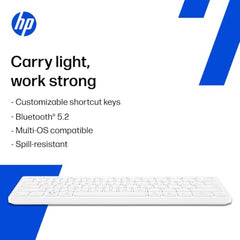 HP 350 Compact Multi-Device Bluetooth Wireless Keyboard; Spill Resistant; Swift Pair; OS Auto-Detection, LED Indicator, Battery Life Up to 24 Months, 3 Years Warranty