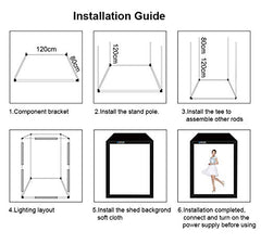 SYGA PreOrder 200cm Studio Box 6 Light Strip Bars 240W 5500K White Light Photo Lighting Shooting Tent Kit for Clothes/Adult Model Portrait