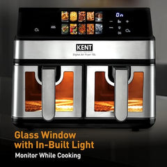 KENT Digital Air Fryer 5L | 1400W | Bake, Grill & Roast | Up to 80% Less Oil Usage | 8 Preset Menu | Rapid Heat Circulation | Digital Display & Touch Control Panel | Glass Window with in built Light