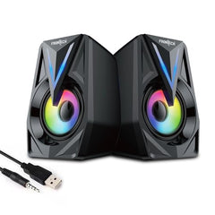 FRONTECH Multimedia Speakers, 12W Output, 2.0 Channel Stereo Sound, RGB Lighting, USB Powered, 3.5mm AUX, 1 Year Warranty (SPK-0014)