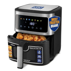 KENT Digital Air Fryer 5L | 1400W | Bake, Grill & Roast | Up to 80% Less Oil Usage | 8 Preset Menu | Rapid Heat Circulation | Digital Display & Touch Control Panel | Glass Window with in built Light
