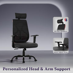 Furnivo Titan Ergonomic Office Chair for Home & Office | Adjustable Armrests | 120 Recline | Lumbar Support | Thick Cushioned Seat | Heavy-Duty Base | 3 Years Warranty (Eco Black Red)