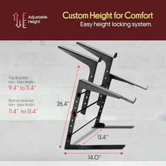 Pyle Folding Laptop Stand, Adjustable Height, Tablet & DJ Mixer Compatible