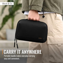 Birch & Co. Travel Organizer Pouch - Gadgets, Cable and Travel Accessories Organisers with Multiple Compartments, Zipper Pocket, Pen Holders, Water-Resistant Accessory Case for Cables, Grey