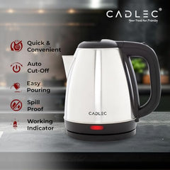 CADLEC 1.5L Electric Kettle & Stainless Steel Water Bottle Combo | Automatic Cut-Off | Multi-Use for Instant Noodles, Tea & Coffee, 2 Years Warranty | Kettle Combo Offer