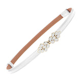 SYGA Women's Decorative Thin Belt flower shape Metal Buckle 28-42 Waist Belt Dress Accessories(White)