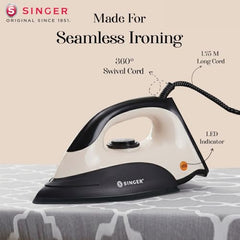 SINGER STEAMINATOR 8 Bar 2600 W Steam Generator Iron | 100 g/min Continuous Steam | 1.5L Water Tank | Ceramic Soleplate | Vertical Steam | Auto Shut-Off | Heavy Duty | ISI Certified | 2 Years Warranty