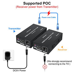 Microware 60M HDMI Extender Repeater Transmitter/Sender + Receiver Over Cat5 / Cat6 Upto 60 Meters (60M Extender Over Single CAT5/6 Cable) Supports 3D & Full HD1080p for TV Projector, HDTV, DVR