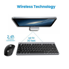 Portronics Key2 Combo Wireless Keyboard and Mouse Set,with 2.4 GHz USB Receiver,Silent Keystrokes,1200 DPI Optical Tracking,Compact Design,Multimedia Keys for PC,Laptop & USB Supported Devices(Grey)