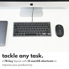 Macally Slim USB Wired Small Compact Mini Computer Keyboard for Apple Mac, iMac, MacBook Pro/Air, Mac Mini, Windows PC Desktops, Laptop (Space Gray)